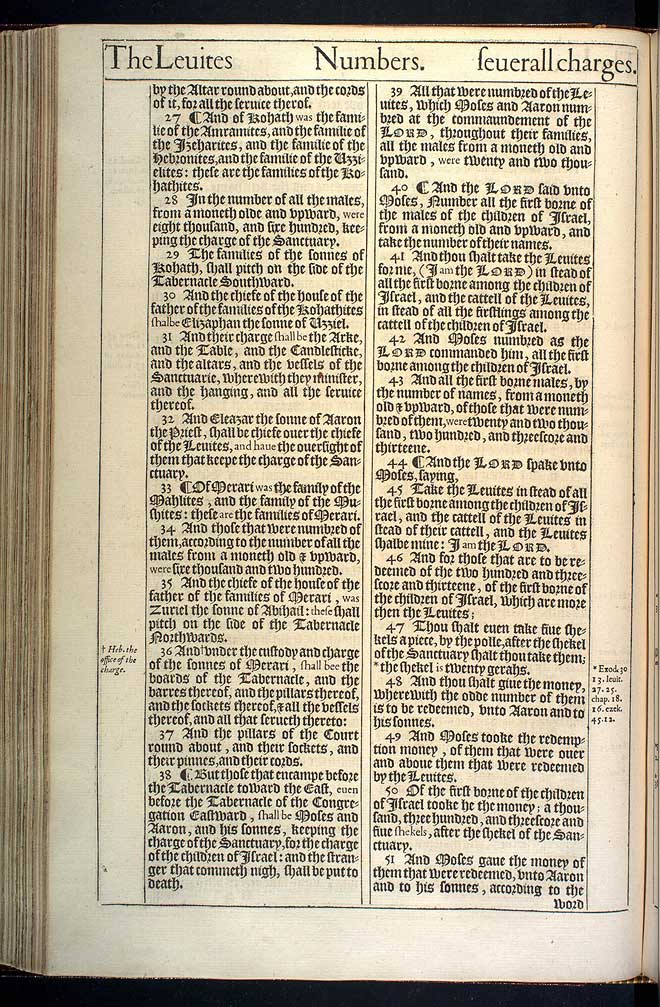 Numbers Chapter 3 Original 1611 Bible Scan